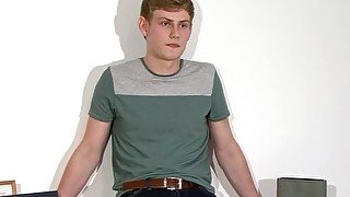 British amateur twink stips after an interview and jerks off