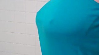 Watching A Big Breasted GF Showering