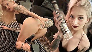 Russian Vodka and German Anal Tinder Date -  Bottle in her Ass