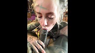 FaceFuck, BJ and a nice big Facial Cumshoot - tattoo girl