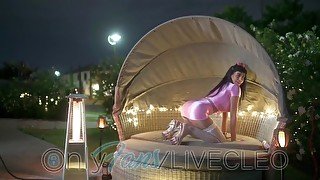 High risk outdoors shiny pussy play teaser for OnlyFans/livecleo 4K