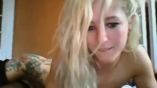 Blonde teen evelyn strips and plays pussy in solo