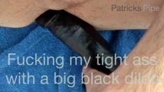 Amateur Gay twink fucks with black dildo and MOANS