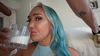 Cock-hungry girl Nina Kayy shows her amazing blowjob skills