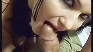 Small Tit Brunette Gives Blowjob To A Big Cock