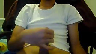 Twink with curved cock jerks off during webcam chat