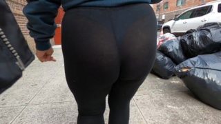 Quarantine walk with wife in see through black leggings