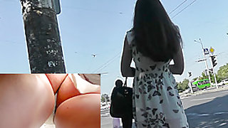 Arrogant brunette girl upskirt looks great in the clip