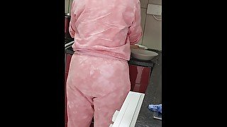 Amazing maid get ass fucked in the kitchen while cooking food for family