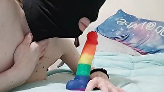 Playing with dildo