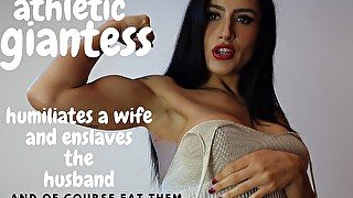 Fit giantess humiliates and eats wife