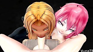 Two Girls Obediently Suck Your Dick In Cartoon Bdsm