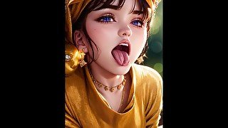 Girl Sticking Out Tongue Anime Hentai SFW AI Art