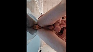 Riding a Dildo in the Shower While Wearing A Fluffy Robe - CUMSHOT