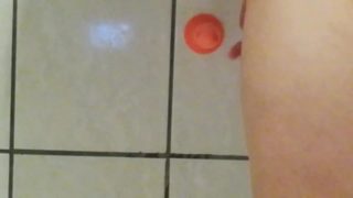 in the bathroom on the wall glued toys anal show