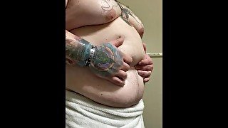 Pre-shower tummy play - Feeder/tummy fetish