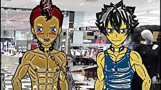 Shun y Kiiro en el centro comercial