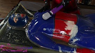 Miss Maskerade In Full Latex Vacbed Bondage Domination Play