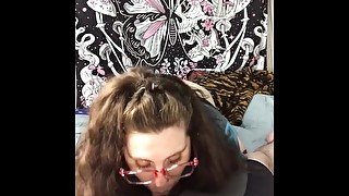 Busty chubby white girl loves sucking cock, deepthroating throatpie