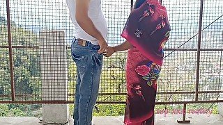 Bengali Hot Bhabhi Amazing Outdoor Sex in Pink Saree