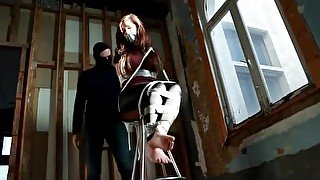 Cutie gets taped and tied to stool