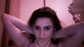 Nerdy amateur brunette shows her tits and cunt for the cam