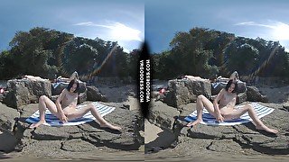 Matty Risky Public Dildo Masturbation On Beach Cheri Rebeka Ruby Sunbathing Background