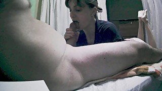 Tasty blowjob with feet view