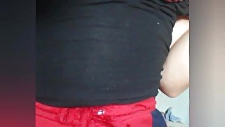 Show boobs and cum in sport pants play dildo Lips Grip Creamy!!