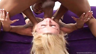 Pretty blonde fucked hard by a big black cock