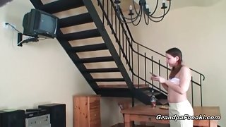 Super sexy babe sucks grandpa's cock