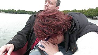 Outdoor blowjob on the lake