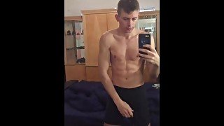 Bisexual Jock cums on mirror