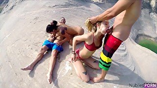 Wild outdoors group sex with kinky babes Gina Valentina & Haley Reed