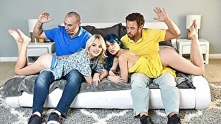 Kate Bloom & Jewelz Blu Get Their Booties Spanked And Pussies Drilled By Step Dads - DaughterSwap