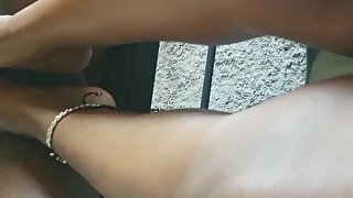 Size 11 Ebony Stinky Feet Footjob with BBC