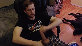 Young stud jerks off big hard uncut cock on cam (no cumshot) hot wank vid