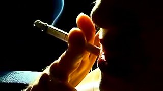 Smoking blonde loves masturbating hard