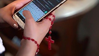 Naive Nun is tricked by WhatsApp and exorcises a cock