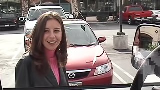 Kelly Kline gives head in a car and gets banged doggy style