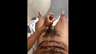 Rock Mercury jerks thick hairy balls and cock