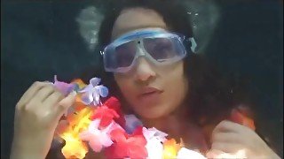 ebony mermaid practicing underwater bikini