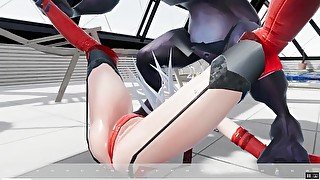 Sword Hime [SFM hentai game] Bodybuilder kitty monster fucks a cute girl all scene