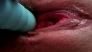 Poking my wet meaty pussy with fancy ribbed vibe for my hubby