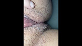 Wet pussy play in bathtub with lights off