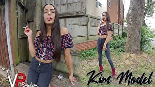 Kim Model In Dark Jeans