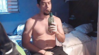 Jerking off while Smoking my Marijuana on Water Bong, Playing with my Silicone Mouth