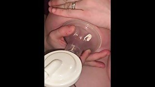 Pregnant breeding milking her big massive lactating tits with her breast pump