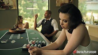 Casey Calvert is playing poker before hardcore sex with Xander Corvus