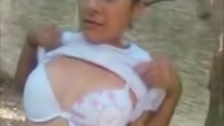 Horny Latin couple fucking outdoors